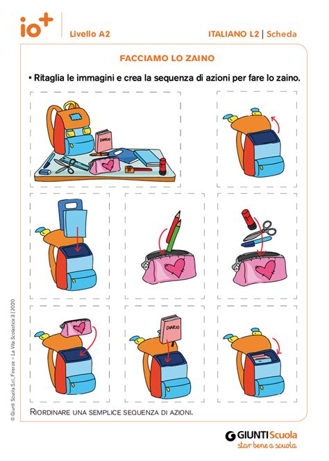 Bambino che mette le sue cose in uno zainetto