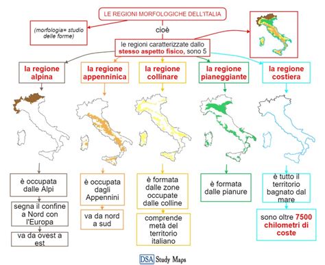 Mappa dell'Italia con focus sulle regioni del sud e le isole