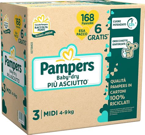 Pacco di pannolini Pampers Baby Dry su un fasciatoio