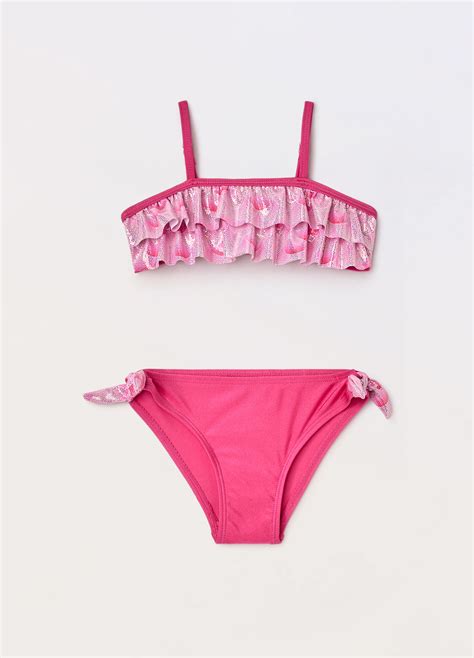 Slip da bambina con fenicotteri e rouches