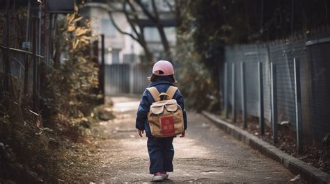 Un bambino che cammina verso la scuola con una felpa pratica