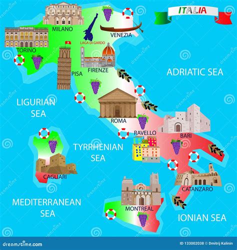 Mappa dell'Italia con indicazioni di luoghi per il pattinaggio