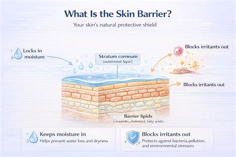 diagramma che illustra i benefici dell'idratazione costante per la barriera cutanea