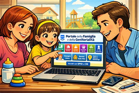 Famiglia che consulta il portale 