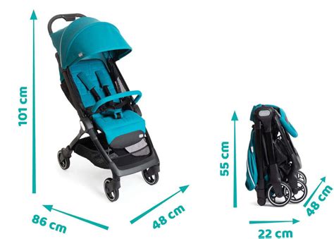 confronto visivo tra un passeggino aperto e uno chiuso e compatto