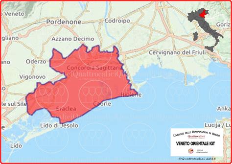 Mappa del Veneto Orientale con i punti nascita e le località balneari