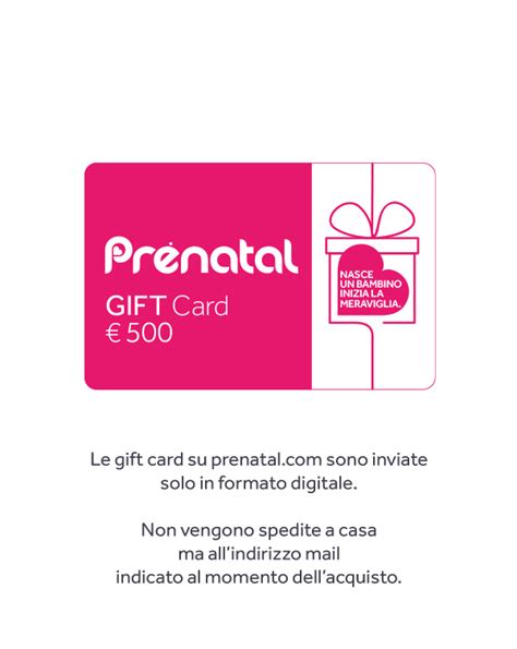 infografica utilizzo Gift Card virtuale Prénatal e Giordani