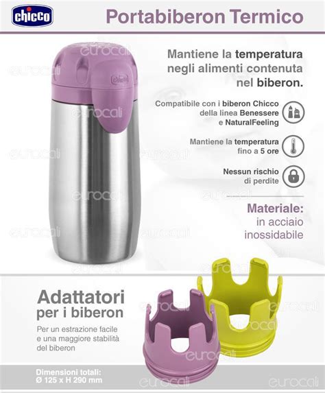 Portabiberon termico in acciaio inossidabile con biberon