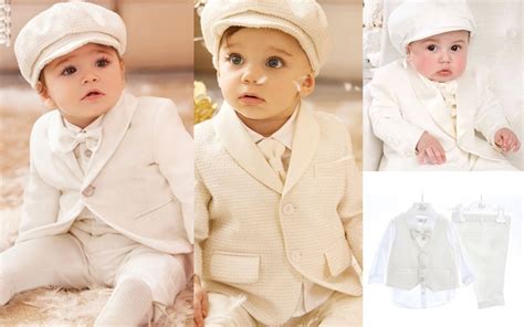 Bambino in completo da battesimo